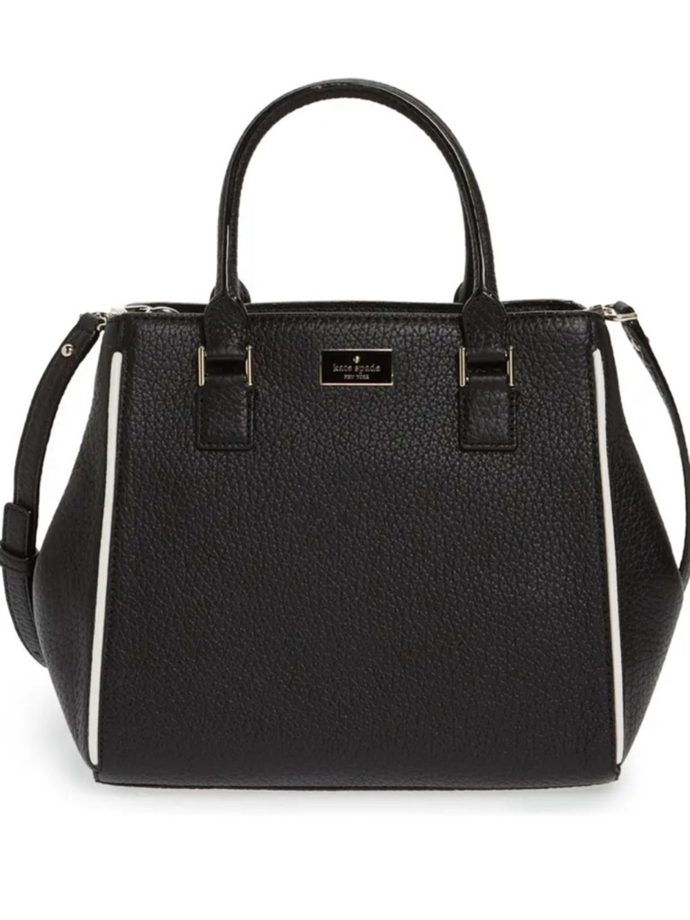 kate spade Black Satchel with White Trim